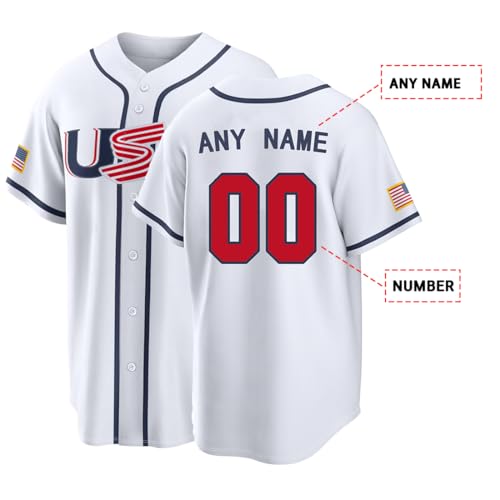 Jersey personalizado de béisbol con nombre y número de jugador, estilo abotonado miniatura 3
