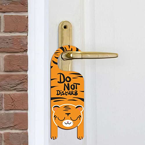 Image of CVANU Do Not Disturb Tiger Shaped Wooden Door Sign Hanger Size(24cm x 8.5cm) cv69