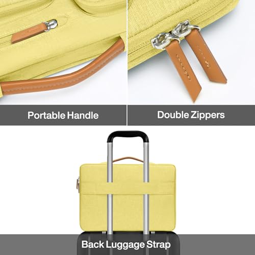 Image of MOSISO 360 Protective Laptop Case 13.3 inch, 13-13.3 inch Laptop Sleeve Compatible with MacBook Air /Pro 13 / Pro 14,HP Dell Acer ASUS,Side Open Carrying Case with 4 Zipper Pockets&Handle, Yellow