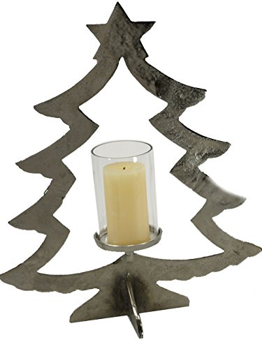 Skiweb Christmas Tree Candle Holder - Chunky Hamered Finish 45cm Tall