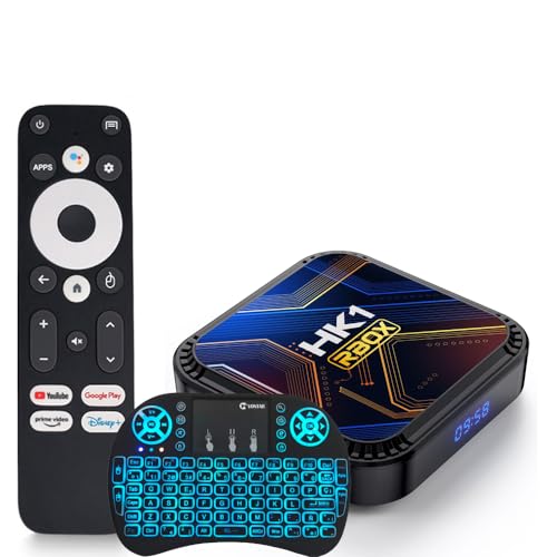 Android 13.0 TV Box, HK1 RBOX K8S 4GB RAM 64GB ROM RK3528 CPU Quad-Core Cortex-A53 64 bits BT4.0 Soporte 2.4/5.0Ghz Dual WiFi 4K 3D Ultra HD H.265 con Mini Teclado Inalámbrico,4gb+64gb