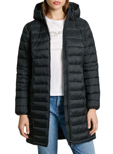 Pepe Jeans Ammy Long Chaqueta, Negro (Negro), S para Mujer