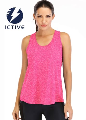 Image of ICTIVE Workout Tops for Women Loose Fit Racerback Mesh Backless Muscle Tank Running Shirts
