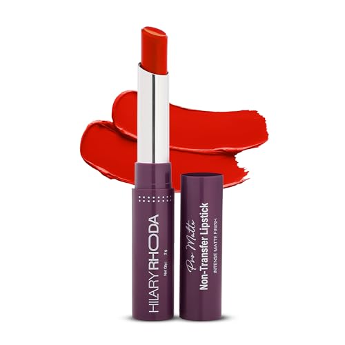 Image of Hilary Rhoda Pro Matte Non-Transfer Lipstick | Waterproof & Smudge-Proof | 12-Hour Long Stay | 24 Shades Available | Highly Pigmented Matte Finish Lipstick | 2g - (Hot Red | Shade 16)