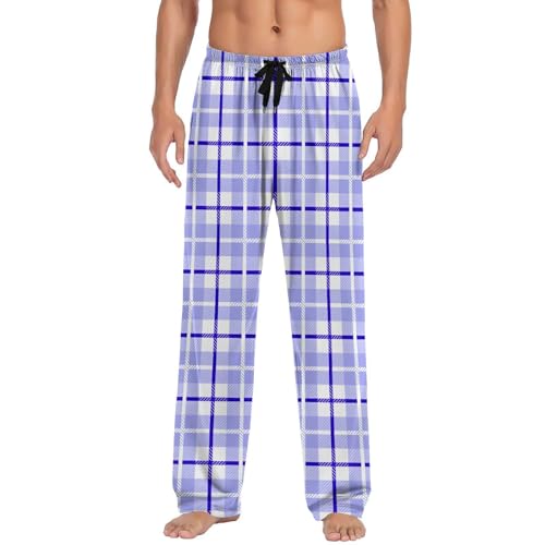 Campbell Men’s Plaid Casual Pajama Pants, Straight Leg Stretchy Checkered Lounge Sweatpants Loose Pjs Bottoms with Pockets4