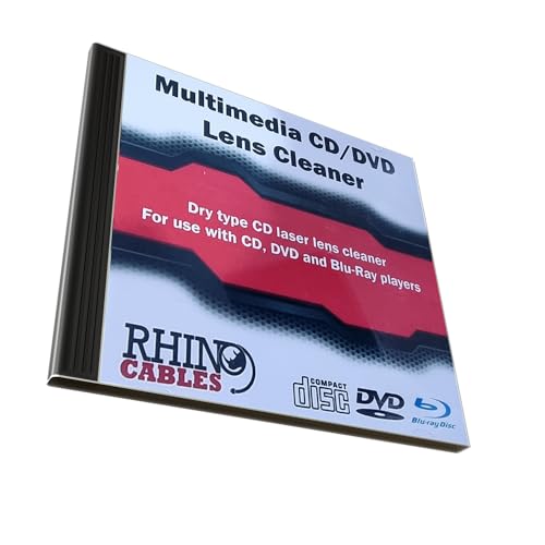 rhinocables - CD DVD Lens Cleaner | Laser Cleaning Disc Set | Optical Drive Maintenance for CD DVD Blu-Ray Players | Universal Compatibility | Enhance Playback Experience
