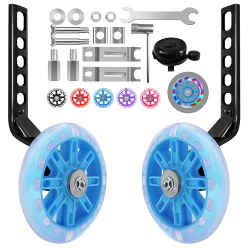 Image of HAWENS Bike Training Wheels Mute Flash Wheels with Adjustable Bicycle Stabilizer Mounted Kit Compatible for 12 14 16 18 20 inch Single Speed Bike