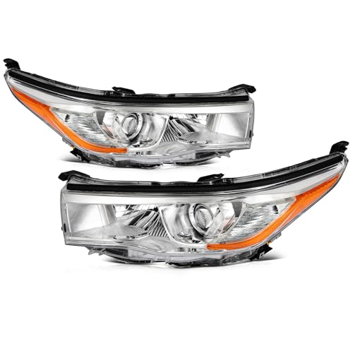 KILOAUTO Driver and Passenger Side Headlight Assembly fit 2014 2015 2016 For Toyota Highlander Chrome Housing Clear Lens Headlights Assembly Pair Replacement 81170-0E180 81130-0E180
