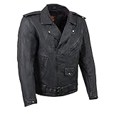 Milwaukee Leather MDM1020 Men's Black Classic 'Waxed' Motorcycle Denim Jacket with Armor - 2X-Large