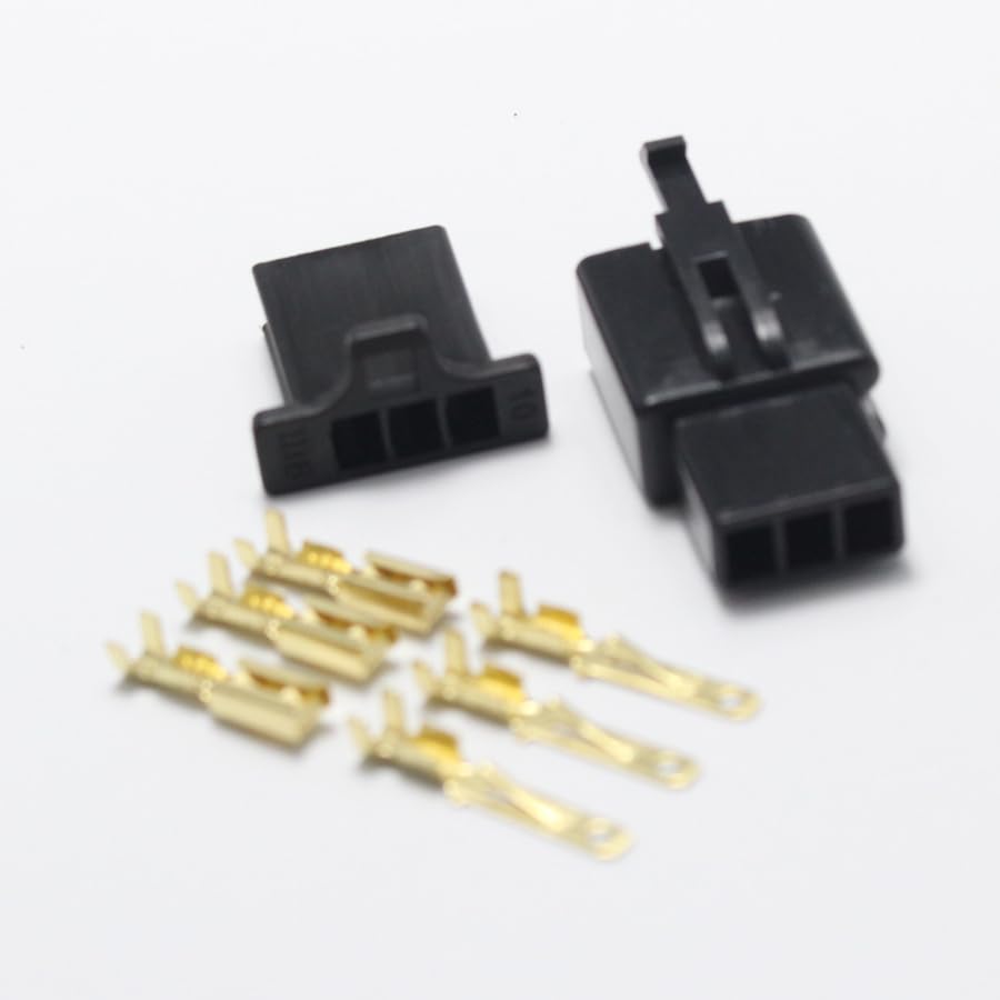 Lot de 10 connecteurs de Fils électriques 2,8 mm 3 Broches for Voiture, Noirs, avec bornes for vélo électrique, Automobile, Moto, etc