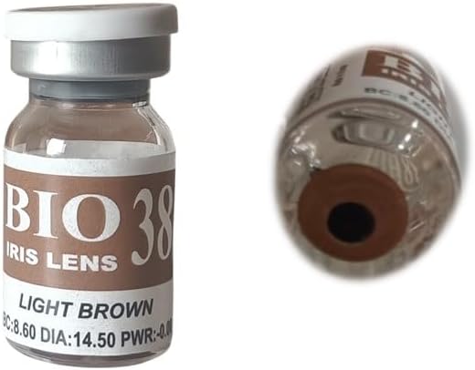Prosthetic Contact Lens/Contact Lens (Light Brown Center Black) with Lens Case, Lens Holder and 60 ML Solution