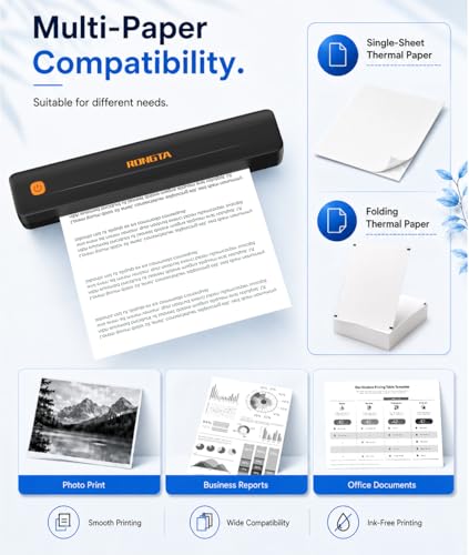 Image of Rongta Thermal Portable Printers Wireless for Travel, Bluetooth Mobile Printer with 200 Sheets Thermal Papers