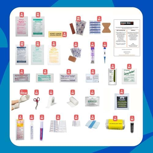 Miniatura 3 de DormDoc Sports Pack Kit de primeros auxilios - Kit médico de emergencia compacto para deportes - con vendajes, medicamentos de venta libre para