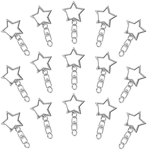60Pcs Star Shaped Spring Snap Keychain Clip,Metal Swivel Clasp Snap Hook Key Ring with Chain Hanging Buckle with Open Jump Ring Connector for DIY Crafts Key Ring Making,Keychain Accessories