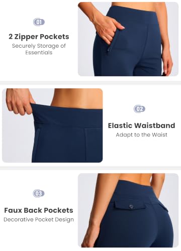 Libin Women's Fleece Lined Pants 29" Stretch Thermal Pants, Navy Blue S - image 4