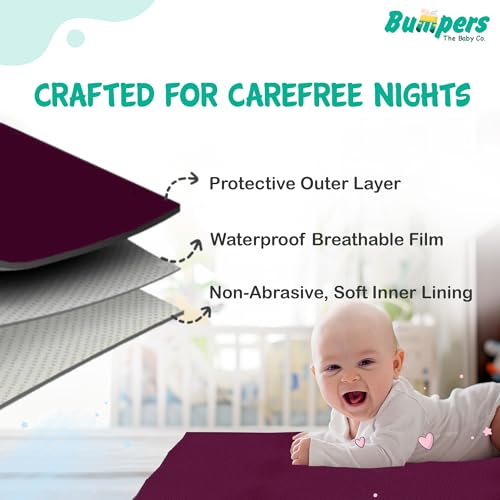 Image of Bumpers Waterproof Quick Dry Sheet for Baby| Bed Pad Extra Absorbent Washable Matress Protector| Baby Bed Protector Sheet for Toddler Children (Plum,Small (70x50 cm)
