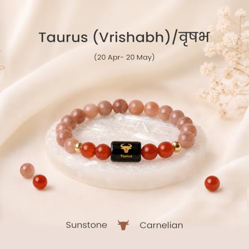 Image of Astrotalk Zodiac Bracelet with Raw Selenite Plate | Healing Crystals for Protection & Emotional Balance | Citrine & Tiger Eye | Bracelet for Man & Woman | Gift for Man & Woman