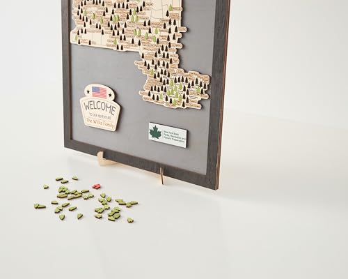 Lemap Wooden New York State Parks Map – Customizable Travel Log with Tree Motifs in Light Grey - Image 6