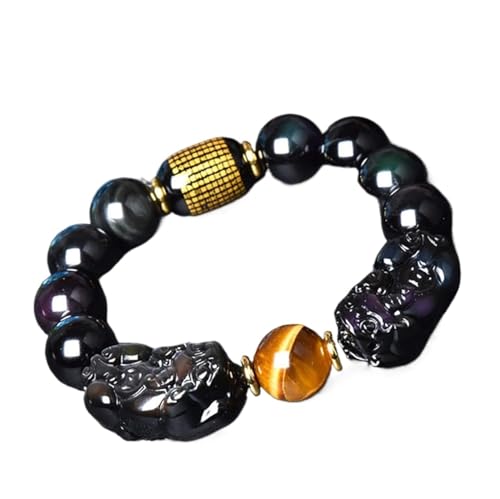 Double bracelet feng shui arc-en-ciel obsidienne contre le stress financier