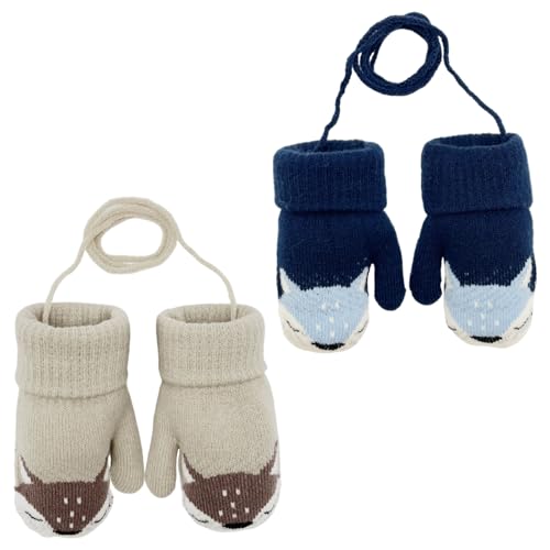 FUIPVGI 2 Paar Baby Winter Handschuhe, Cartoon Kinder Winter Handschuhe...