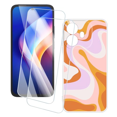 OAGELIM 2�Z�b�g �X�N���[���v���e�N�^�[ + �P�[�X TCL K70 4G T522A (6.75 �C���`) �Ƃ̌݊������� �A�[�e�B�X�e�B�b�N�J�X�^���v�����g�J�o�[�Ƌ����K���X�t�B���� �X�N���b�`�h�~ (����)