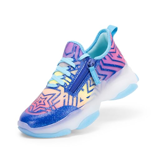 DREAM PAIRS Kids Girls Sneakers Zipper Casual Shoes Jelly Sole Sports Shoes Lightweight Walking Shoes 13 Little Kid Blue