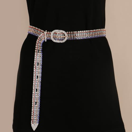 Women Rainbow Rhinestone Belt Shiny Diamond Crystal Ladies Waist Belt for Jeans Dresses3
