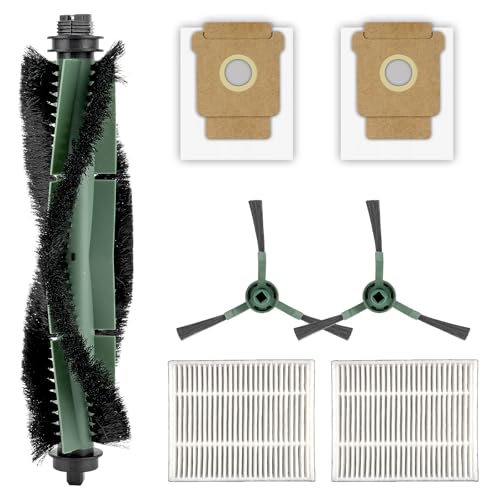 (7 Pack) Q0520 Replacement Parts for iRobot Roomba Vacuum 2 Essential Robot with AutoEmpty Dock, Essential Vac 2 robot Q0520 Q052020, 1 Roller Brush, 2 Side Brushes, 2 HEPA Filters, 2 Dust Bags