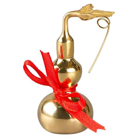 PopTop Brass Golden Alloy Bagua Gourd Statue Feng Shui Taoist Deities H2.6” Hulu/Calabash/Wu Lou Figurine Home Garden Decor Health Prosperity PTZD035FBA Cover