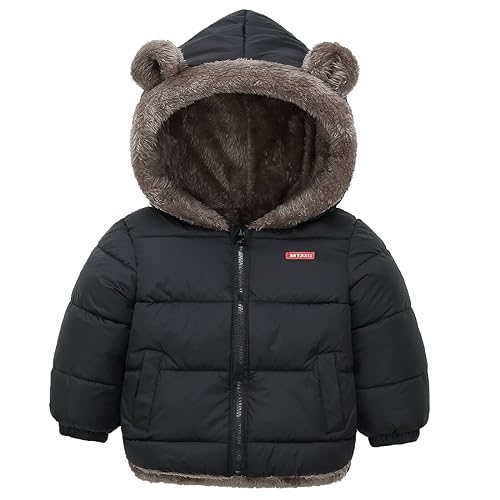 Happy Cherry Baby Boys Girls Puffer Jacket Hooded Coat Fleece Liner Elastic Cuffs Outerwear 12Mon-5T