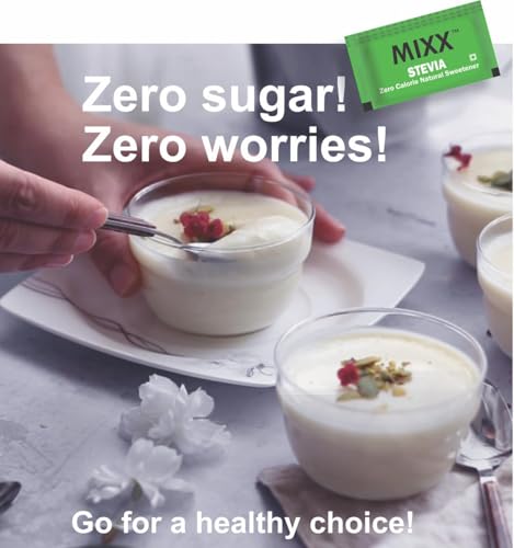 Image of Mixx Stevia Sugar Free Natural Sweetener! Zero Calorie - Zero Fat -Zero Carb - Zero worries! Diabetic Friendly! 100 Sachets -1 Pack