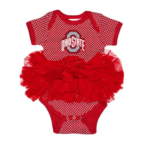 Image of Two Feet Ahead Newborn Baby Girl Bodysuit Creeper Polka Dot Tutu Skirt Dress College Licensed