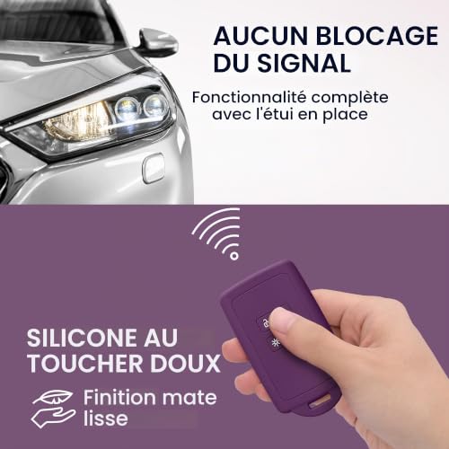 kwmobile Accessoire clé de Voiture Compatible avec Renault Smart Key 4-Bouton (Keyless Go Uniquement) - Coque en Silicone Souple avec Embout Porte-Clé - Magenta Lilas – vue 4