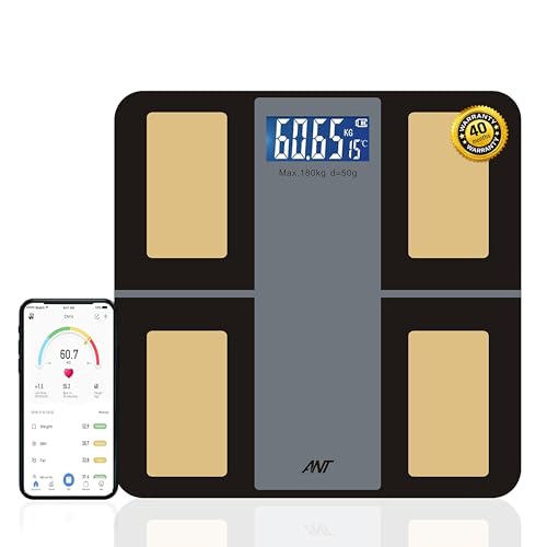 Image of ANT Zigma Smart Scale Bluetooth Body Weight Machine for Home, 180kg Digital Weighing Scale, 12 Body Metrics, BMI & Body Fat Analyzer, High Precision Sensor, LCD Display, 40-Month Warranty