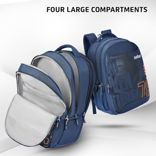 Image of Safari 38L Printed Laptop Backpack with Raincover, 4 Compartments, Bottle Holder, Organizer, School & College Bag for Boys and Girls, Office & Travel Bag for Men and Women