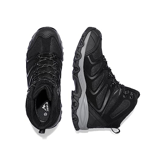 NORTIV 8 Men's Ankle High Waterproof Hiking Boots Outdoor Lightweight Shoes Trekking Trails Armadillo,Size 11,All Black-Suede,160448_M