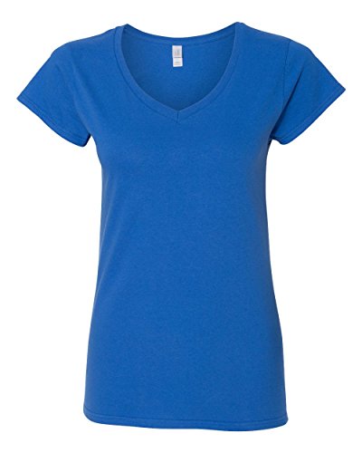 Gildan Womens 4.5 oz. SoftStyle Junior Fit V-Neck T-Shirt G64VL -ROYAL BLUE XL