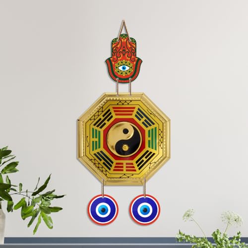 Image of Artvibes Feng Shui Bagua Evil Eye Wall Hanging Decor | Vastu Inspired Protection Ornament for Home Entrance Door | Living Room | Bedroom | Office | Harmony Wealth and Prosperity Gift (WH 85139N)