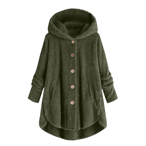 Womens Sweaters Cardigan Fuzzy Fleece Jackets Long Sleeve Button Down Coats Loose Casual Soft Fall Winter Hoodies