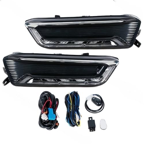 ELOEQCVZ 1Pair Compatible For Impala 2014-2020 LED Front Bumper DRL Daytime Running Drive Light Fog Lamp Cover Frame Grille