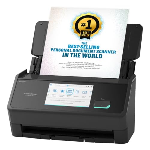 ScanSnap iX2500 Wireless or USB High-Speed Document Scanner, Black | Cloud Enabled | Photos & Receipts | Large Touchscreen | 100 page Auto Document Feeder | Mac or PC