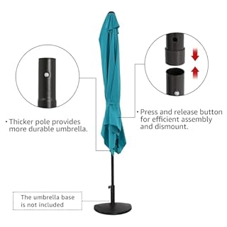 COBANA 7.5’by 4’Half Rectangular Outdoor Patio Umbrella for Patio, Balcony, Garden, Deck, Blue