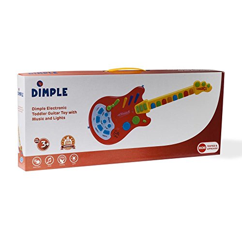 Dimple Kids Handheld Musical Electronic Toy Guitar for Children Plays Music, Rock, Drum & Electric Sounds Best Toy & Gift for Girls & Boys (Red) (Single) - Thumbnail 6