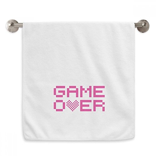 Serviette moelleuse pixel rose game over absorbante blanche 13x29"