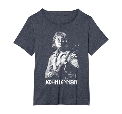 John Lennon - Oversized Portrait T-Shirt, Women's Plus, Heather Blue, 3X