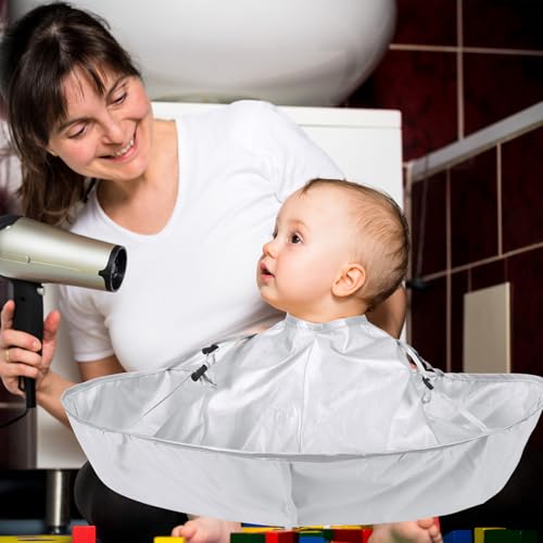JANYUN Friseurumhang Erwachsene, Haarschneideumhang Verstellbarer Friseur Umhang Silber Barber Cape für Friseurbedarf im Heimsalon