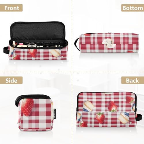 Bolsa de viaje para herramientas de cabello y tapete resistente al calor con gran capacidad para plancha, rizador, secador de cabello, burdeos con elementos de postre miniatura 5