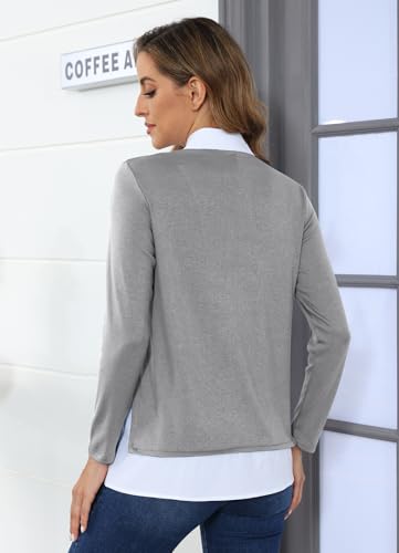 Vldnery Womens Fall Winter Sweater 2025 Trendy Clothes Oversized V Neck Long Sleeve Shirts 2 in 1 Outfit Casual Pullover Tops3