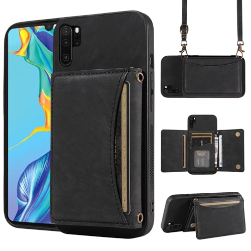 Étui Huawei P30 Pro anti-chute housse portefeuille avec bandoulière de sécurité