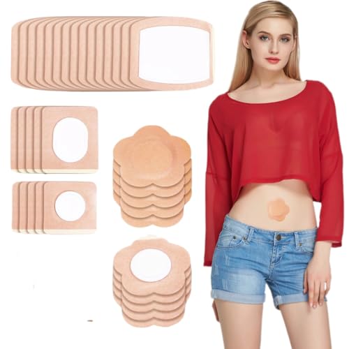 Castor Oil Belly Button Patches (30 Pack), Disposable Self-Adhesive Navel Patches for Detox, Digestion & Pain Relief – Hypoallergenic Cotton Belly Wrap for Liver Support & Stomach Comfort（30 pcs）